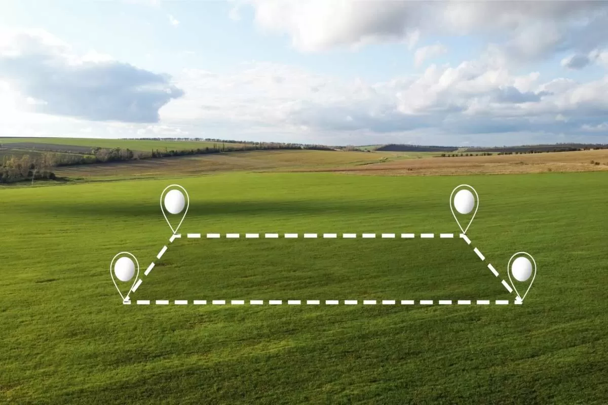 Aerial view of land for sale in the UK.